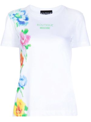 Boutique Moschino floral-print cotton T-shirt - White