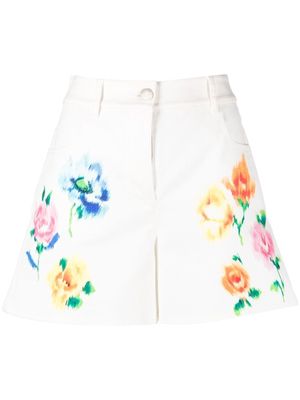 Boutique Moschino floral-print denim shorts - White