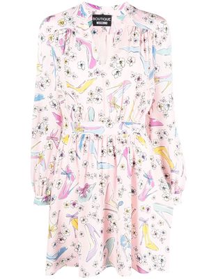 Boutique Moschino floral-print long-sleeved mini dress - Pink
