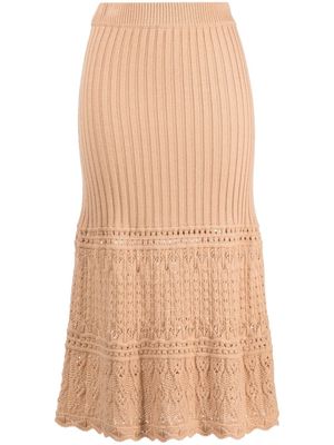 BOUTIQUE MOSCHINO knitted mid-length skirt - Neutrals