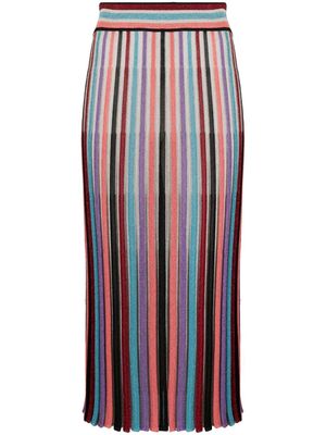 Boutique Moschino knitted striped midi skirt - Red