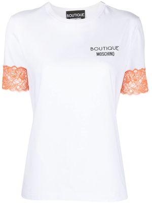Boutique Moschino lace-detail cotton T-shirt - White