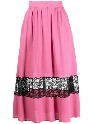 Boutique Moschino lace-detail midi skirt - Pink