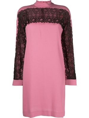 Boutique Moschino lace-panelled long-sleeved dress - Pink