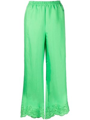 Boutique Moschino lace-trimmed trousers - Green