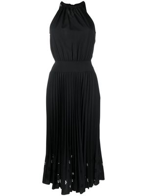 Boutique Moschino laser-cut pleated midi dress - Black