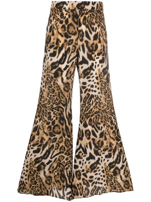 BOUTIQUE MOSCHINO leopard-print flared trousers - Brown