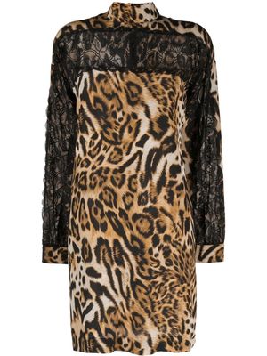 Boutique Moschino leopard-print lace mini dress - Neutrals