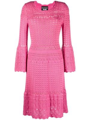 Boutique Moschino long-sleeve open-knit dress - Pink