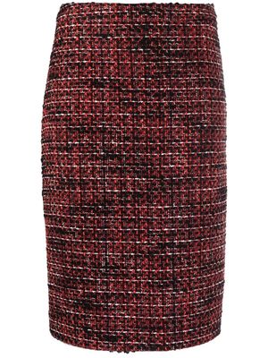 Boutique Moschino midi tweed straight skirt - Red