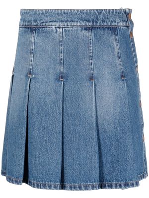 Boutique Moschino pleated denim mini skirt - Blue