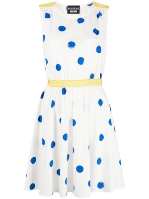 Boutique Moschino polka dot-print sleeveless mini dress - White
