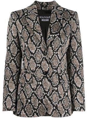 Boutique Moschino python-print single-breasted blazer - Black