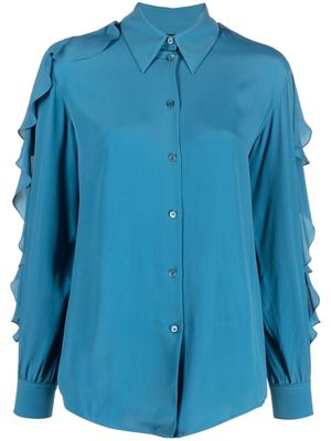 Boutique Moschino ruffled long-sleeve blouse - Blue