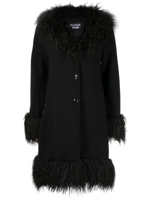 Boutique Moschino single-breasted fur-trimmed coat - Black