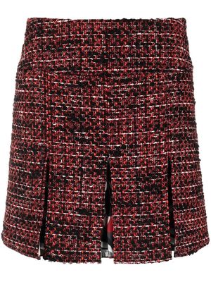 Boutique Moschino slit-hem tweed skirt - Red
