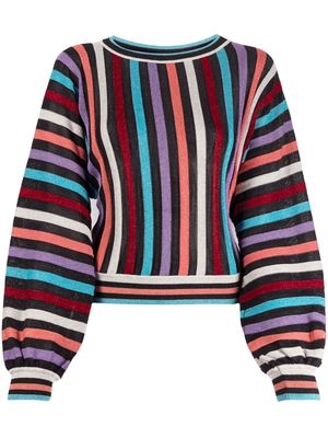 Boutique Moschino striped puff-sleeve jumper - Black