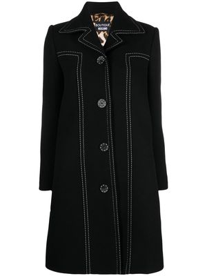 Boutique Moschino tonal-stitch single breasted coat - Black