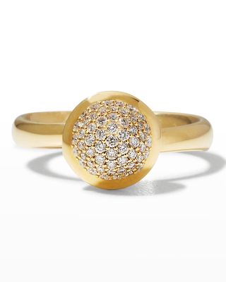 Bouton 18K Yellow Gold Pave Diamond Ring, Size 7
