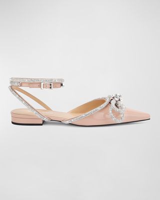 Bow Embellished Patent Ballerina Flats