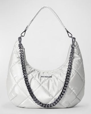 Bowery Metallic Quilted Nylon Shoulder Bag