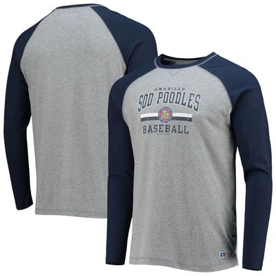 BOXERCRAFT Men's Navy/Heathered Gray Amarillo Sod Poodles Long Sleeve Baseball T-Shirt