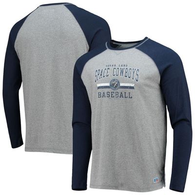 BOXERCRAFT Men's Navy/Heathered Gray Sugar Land Space Cowboys Long Sleeve Baseball T-Shirt