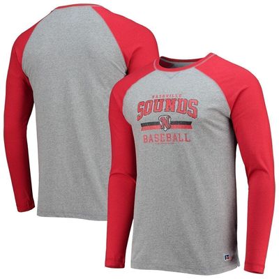 BOXERCRAFT Men's Red/Heathered Gray Nashville Sounds Long Sleeve Baseball T-Shirt