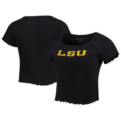 BOXERCRAFT Women's Black LSU Tigers Baby Rib Lettuce-Edge Trim T-Shirt