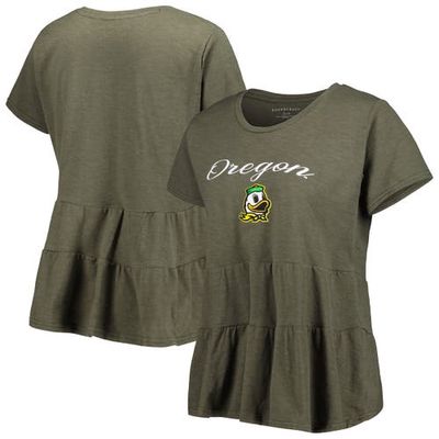 BOXERCRAFT Women's Green Oregon Ducks Willow Ruffle-Bottom T-Shirt