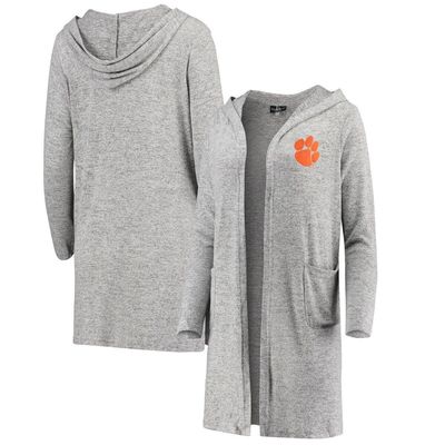 BOXERCRAFT Women's Heathered Gray Clemson Tigers Cuddle Soft Duster Cardigan in Heather Gray