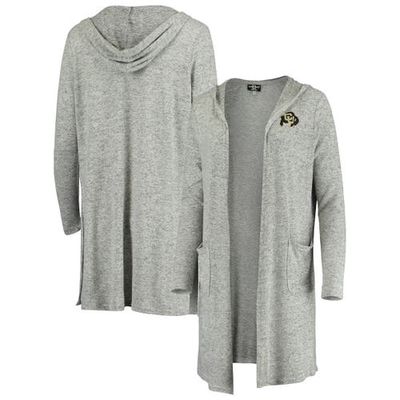 BOXERCRAFT Women's Heathered Gray Colorado Buffaloes Cuddle Soft Duster Open Cardigan in Heather Gray