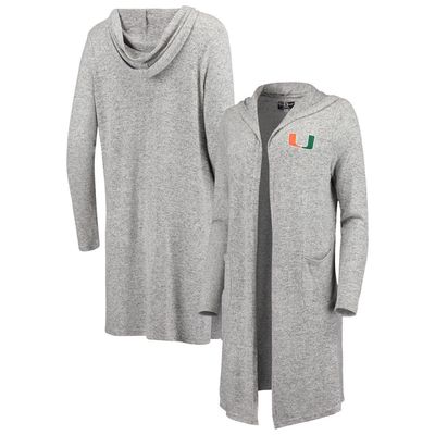 BOXERCRAFT Women's Heathered Gray Miami Hurricanes Cuddle Soft Duster Open Cardigan in Heather Gray