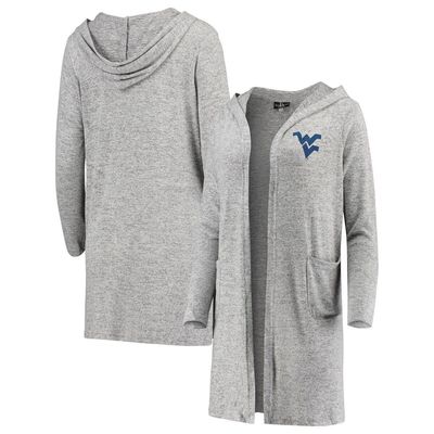BOXERCRAFT Women's Heathered Gray West Virginia Mountaineers Cuddle Soft Duster Tri-Blend Hooded Cardigan in Heather Gray