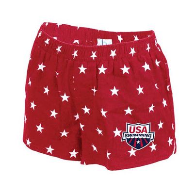 BOXERCRAFT Women's Red USA Swimming Star Print Pajama Shorts