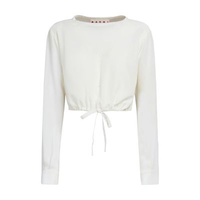Boxy Long-Sleeved Top In Silk