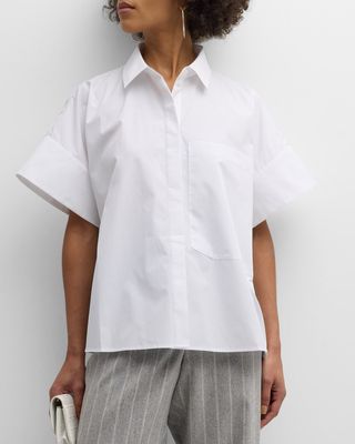 Boxy Short-Sleeve Collared Shirt
