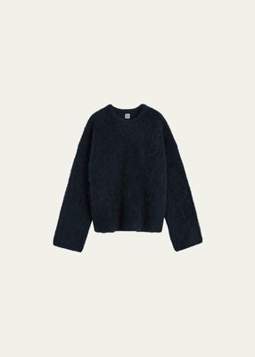 Boxy Textured Alpaca Knit Sweater