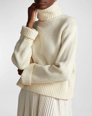 Boxy Wool-Cashmere Turtleneck Sweater