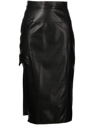 Boyarovskaya cut-out leather midi skirt - Black
