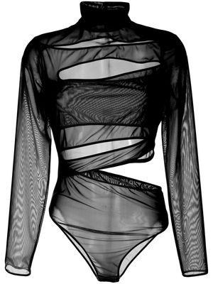 Boyarovskaya cut-out sheer bodysuit - Black