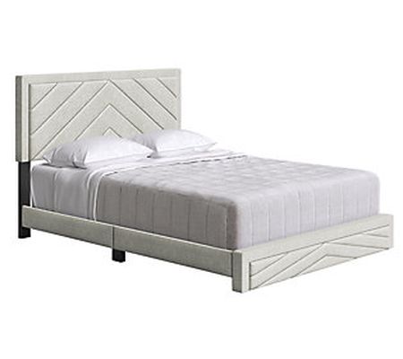 Boyd Sleep Baroque Linen Upholstered Queen Plat form Bed