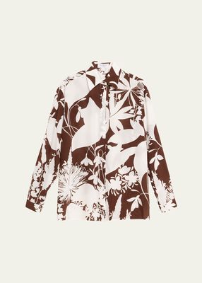 Boyfriend Floral Print Button-Front Shirt