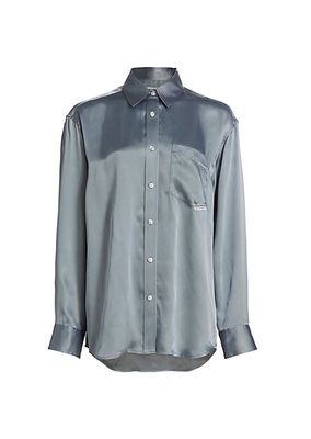 Boyfriend Satin Button-Up Shirt