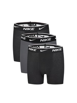 Boy's 3-Pack Essential Stretch Boxer Briefs Set - Black Dark Grey - Size 4 - Black Dark Grey - Size 4