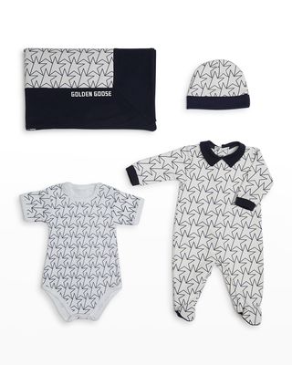Boy's 4-Piece Star Baby Gift Set, Size Newborn-6M