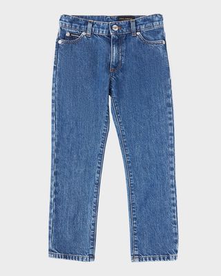 Boy's 5-Pocket Denim Jeans with Logo Tag, Size 8-14