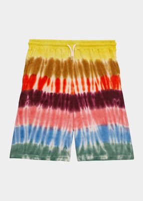 Boy's Abay Tie Dye-Print Swim Trunks, Size 8-16