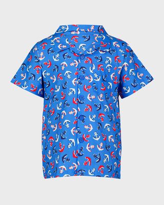 Boy's Anchor Button-Front Shirt, Size 2-10