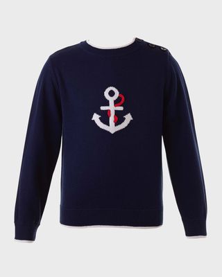 Boy's Anchor Intarsia Sweater, Size 2-10